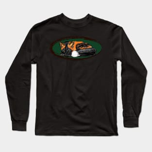 Cute Artwork of a Crouching Cross Fox II Long Sleeve T-Shirt